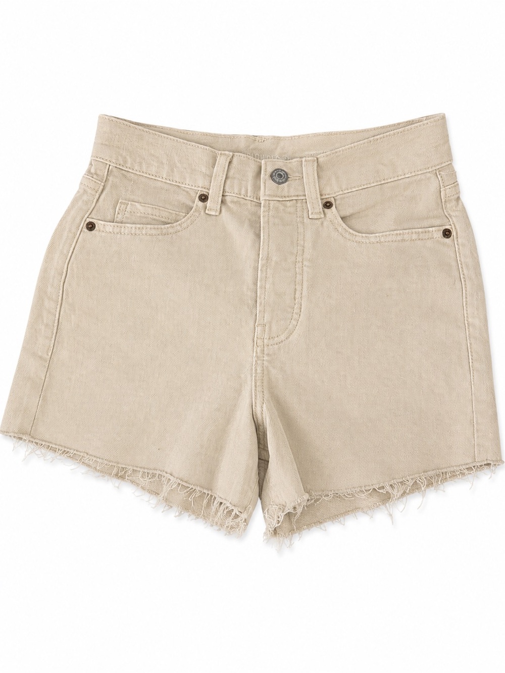 Old Navy Sky-Hi A-Line High Rise Denim Shorts Size 2 & 20 Beige/Cream Frayed Hem